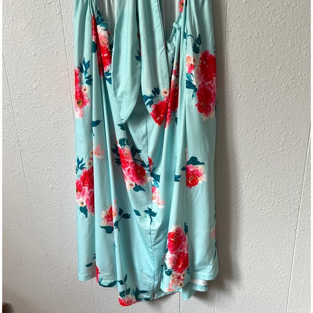 OUGES Floral Midi Dress Women XL CutOut Back Cotton Stretch Party Beach Festival - Picture 11 of 15